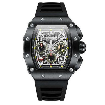Fashion Men's Watch ONOLA Unique Design Multi-functional Automatic Mechanical Watches Men's Tape Waterproof Wristwatch