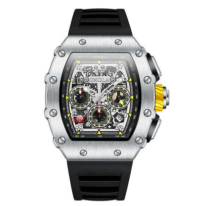 Fashion Men's Watch ONOLA Unique Design Multi-functional Automatic Mechanical Watches Men's Tape Waterproof Wristwatch