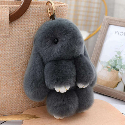 Fashion  Pendant Bag Car Charm Tag Cute Mini Rabbit Toy Doll Real Fur Monster Keychains 100% Real Genuine Rex Rabbit Fur Keychai