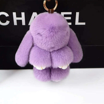 Fashion  Pendant Bag Car Charm Tag Cute Mini Rabbit Toy Doll Real Fur Monster Keychains 100% Real Genuine Rex Rabbit Fur Keychai