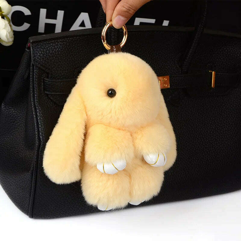 Fashion  Pendant Bag Car Charm Tag Cute Mini Rabbit Toy Doll Real Fur Monster Keychains 100% Real Genuine Rex Rabbit Fur Keychai