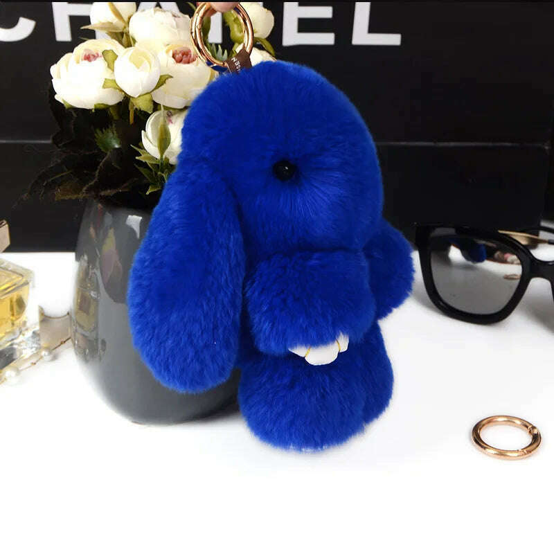 Fashion  Pendant Bag Car Charm Tag Cute Mini Rabbit Toy Doll Real Fur Monster Keychains 100% Real Genuine Rex Rabbit Fur Keychai