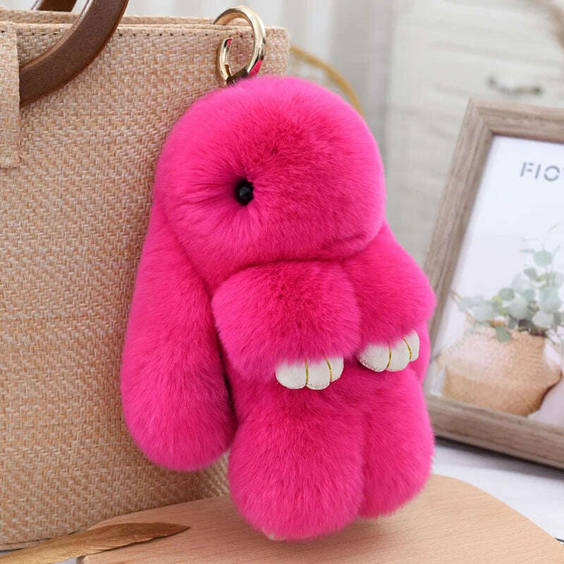 Fashion  Pendant Bag Car Charm Tag Cute Mini Rabbit Toy Doll Real Fur Monster Keychains 100% Real Genuine Rex Rabbit Fur Keychai