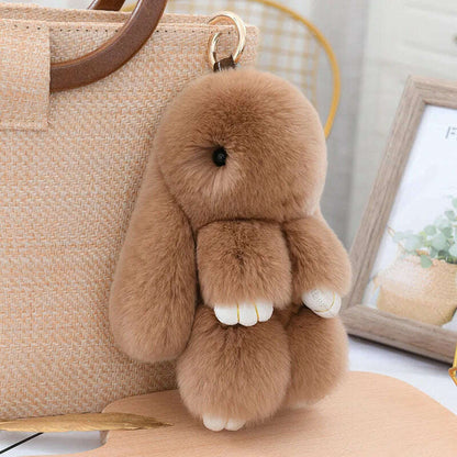 Fashion  Pendant Bag Car Charm Tag Cute Mini Rabbit Toy Doll Real Fur Monster Keychains 100% Real Genuine Rex Rabbit Fur Keychai