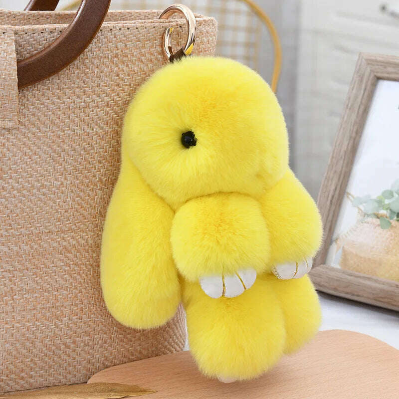 Fashion  Pendant Bag Car Charm Tag Cute Mini Rabbit Toy Doll Real Fur Monster Keychains 100% Real Genuine Rex Rabbit Fur Keychai
