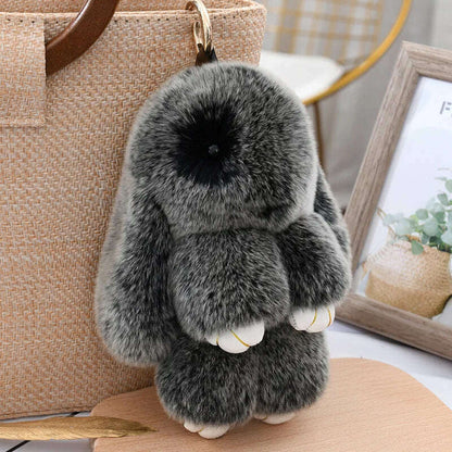 Fashion  Pendant Bag Car Charm Tag Cute Mini Rabbit Toy Doll Real Fur Monster Keychains 100% Real Genuine Rex Rabbit Fur Keychai