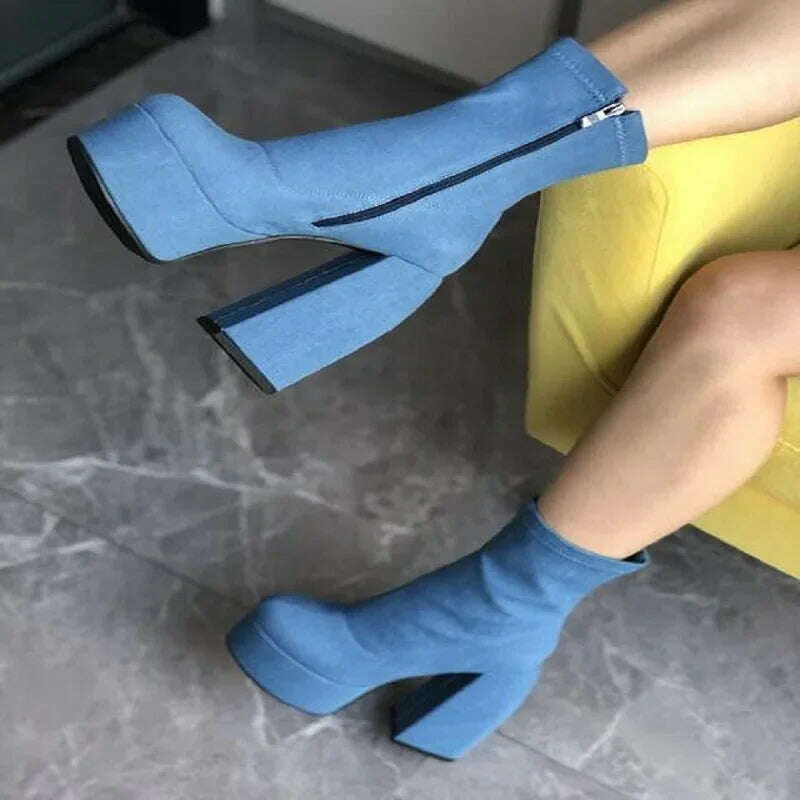 Fashion Sexy Party Women Winter Boots 2023 Platform Chunky High Heels Motorcycle Long Boots Luxury Big Size Punk Shoes Woman