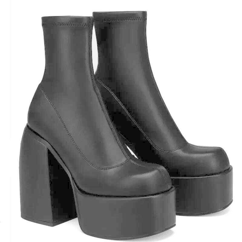 Fashion Sexy Party Women Winter Boots 2023 Platform Chunky High Heels Motorcycle Long Boots Luxury Big Size Punk Shoes Woman