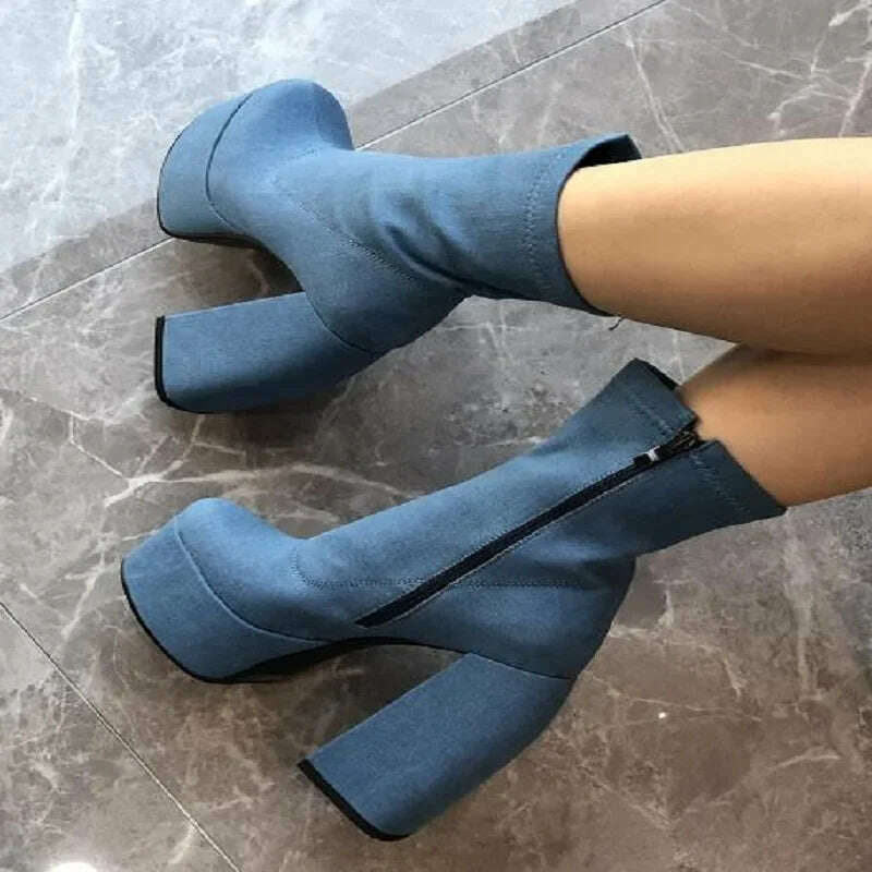 Fashion Sexy Party Women Winter Boots 2023 Platform Chunky High Heels Motorcycle Long Boots Luxury Big Size Punk Shoes Woman