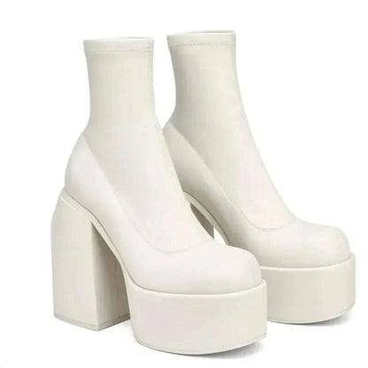 Fashion Sexy Party Women Winter Boots 2023 Platform Chunky High Heels Motorcycle Long Boots Luxury Big Size Punk Shoes Woman