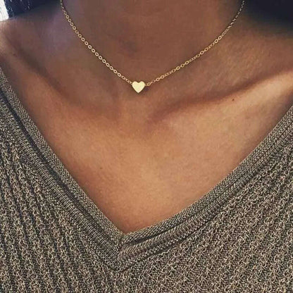 Fashion Tiny Heart Choker Necklace for Women Short Chain Shape Pendant Collares Necklace Ethnic Bohemian Jewelry Kolye Gift