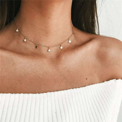 Fashion Tiny Heart Choker Necklace for Women Short Chain Shape Pendant Collares Necklace Ethnic Bohemian Jewelry Kolye Gift