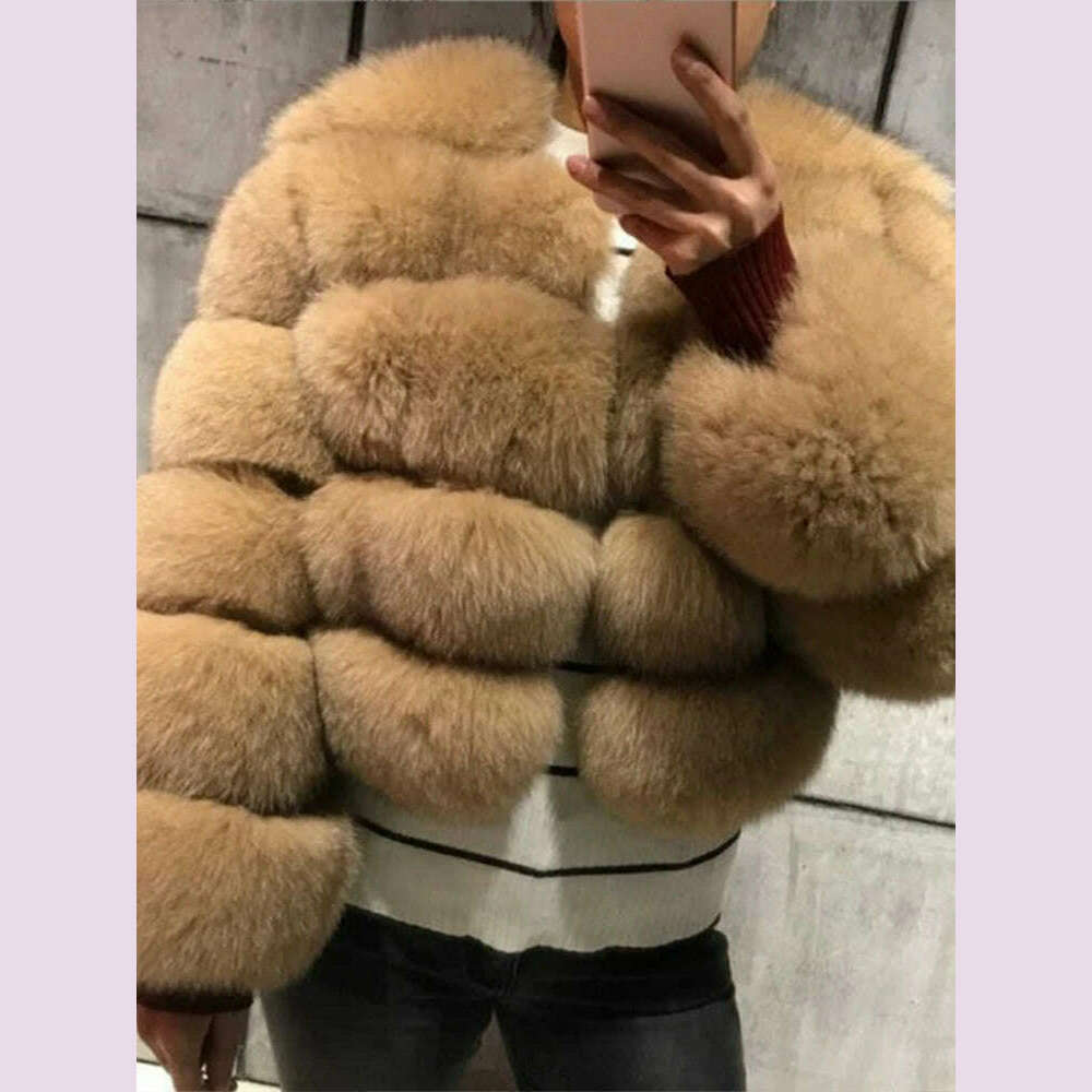 Faux Fur Short Coat Women Cropped Long Sleeve Artificial Fox Fur Jacket Women Winter Fluffy Top Thick Warm Furry Fur Outwears