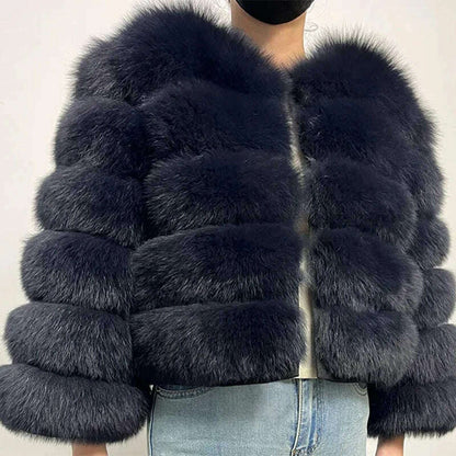 Faux Fur Short Coat Women Cropped Long Sleeve Artificial Fox Fur Jacket Women Winter Fluffy Top Thick Warm Furry Fur Outwears