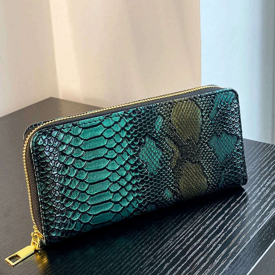 Female Coin Purse Crocodile Leather Long Women Wallet Serpentine Design Phone Purses for Ladies Cardholder Clutch Money Bag Sac