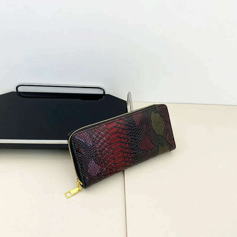 Female Coin Purse Crocodile Leather Long Women Wallet Serpentine Design Phone Purses for Ladies Cardholder Clutch Money Bag Sac