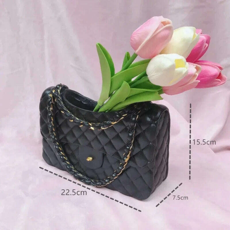 Flap Handbag Purse Vase Resin Bags Flower Pot Ceramic Bag Shaped Flower Pot Flower Container Living Room Deocr