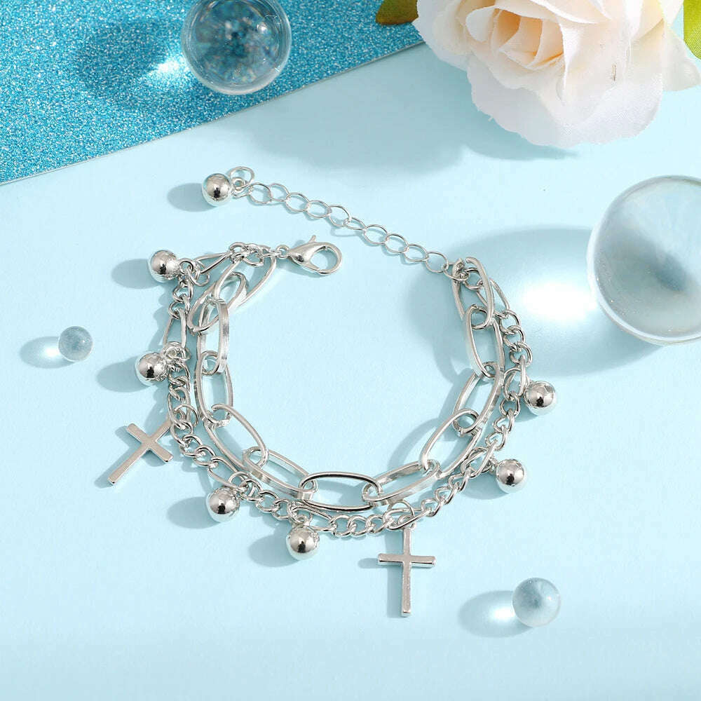 FNIO Bohemian Bracelets for Women Fashion Multilayer Beaded Chain Bracelets Set Charm Bracelet Bangles Jewelry Punk
