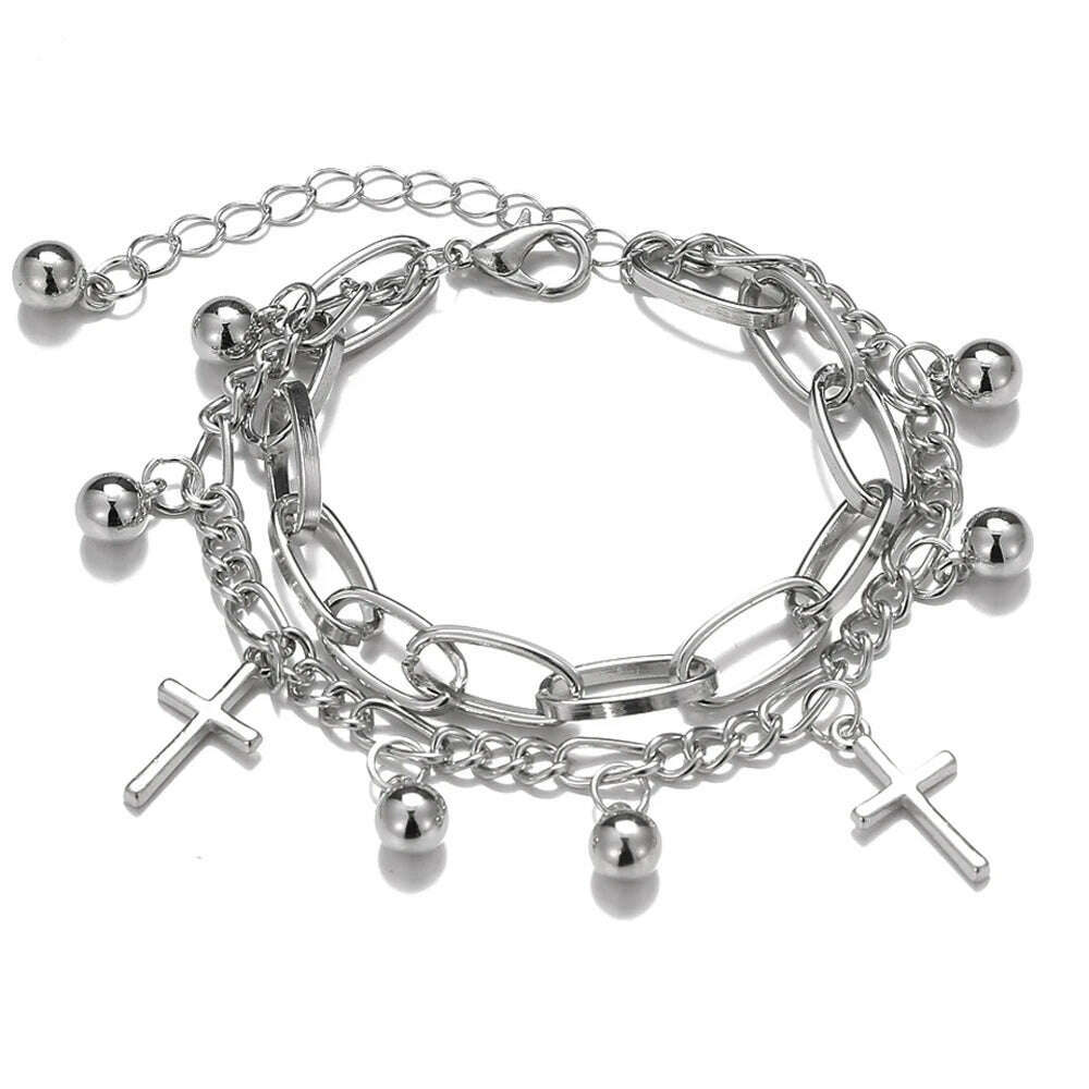 FNIO Bohemian Bracelets for Women Fashion Multilayer Beaded Chain Bracelets Set Charm Bracelet Bangles Jewelry Punk