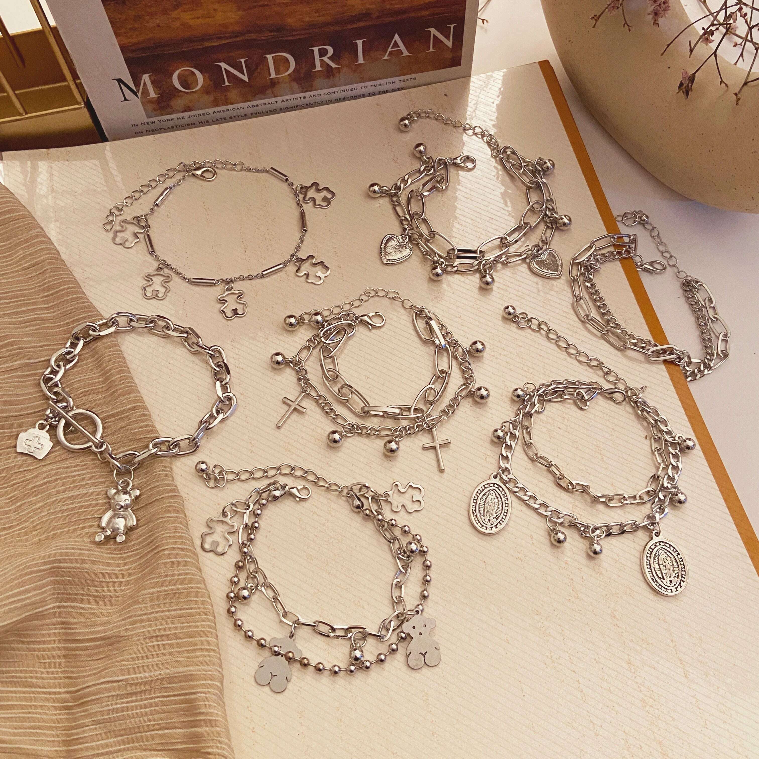 FNIO Bohemian Bracelets for Women Fashion Multilayer Beaded Chain Bracelets Set Charm Bracelet Bangles Jewelry Punk