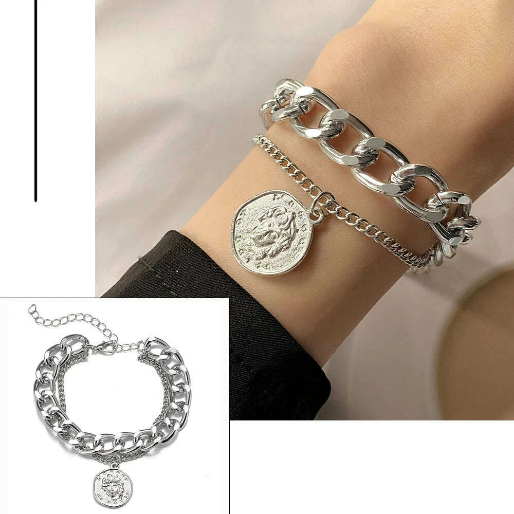 FNIO Bohemian Bracelets for Women Fashion Multilayer Beaded Chain Bracelets Set Charm Bracelet Bangles Jewelry Punk