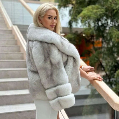 Fox Fur Coat for Women, 100% True Fox Fur Coat, Flip Collar, Warm Clothing, Winter Fashion, New, 2024
