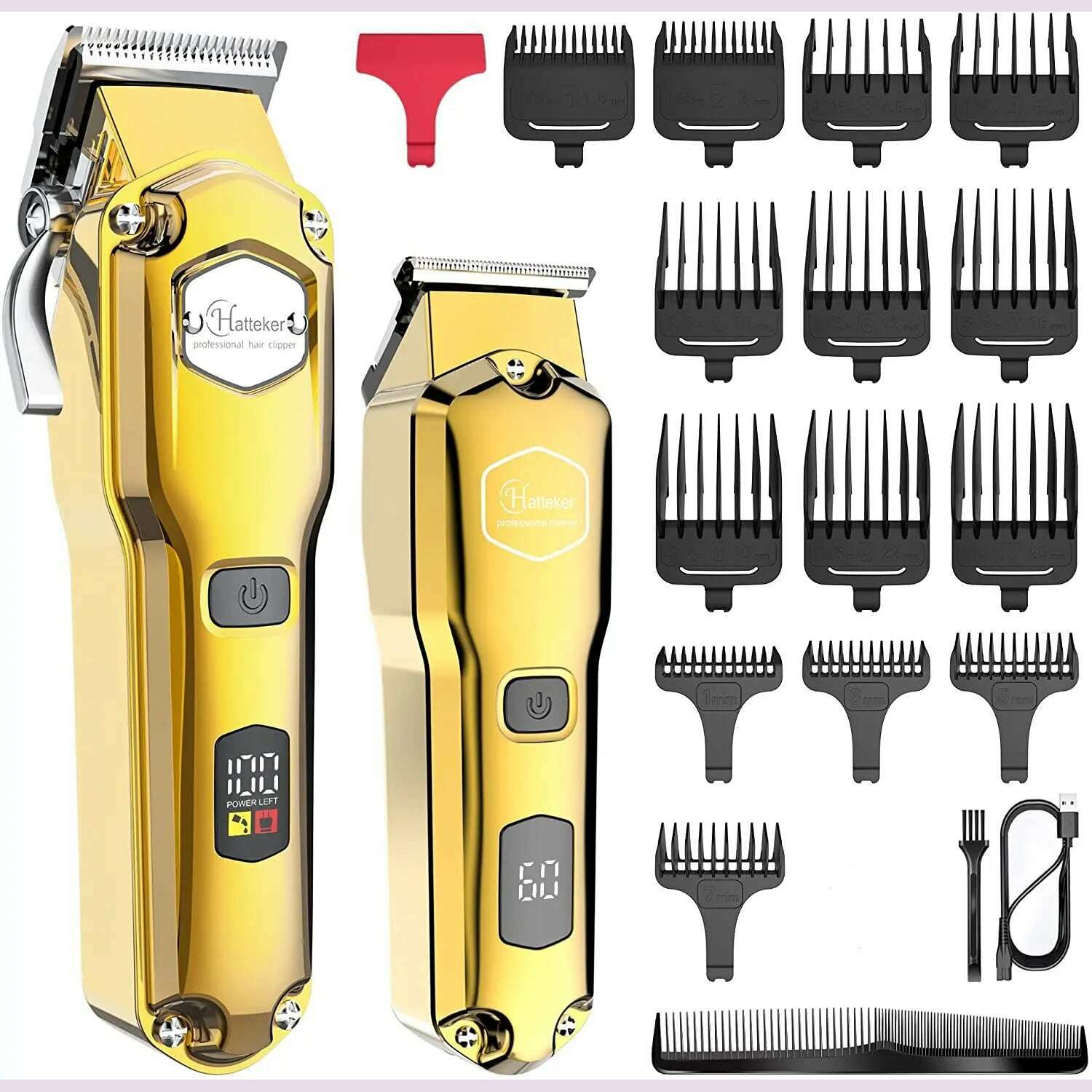 Full Metal Professional Hair Clipper Combo Kit Barber Cordless Hair Trimmer For Men Powerful Electric Hair Cut Machine Tool