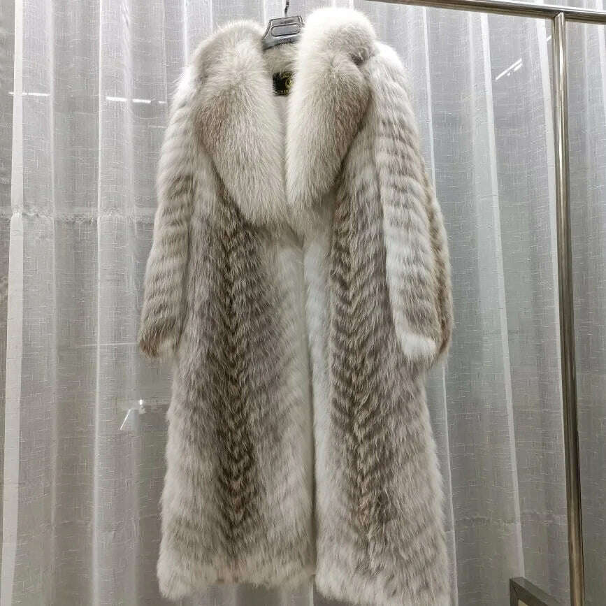 Furyoume Hot 2024 Women Winter Coat Real Fox Fur Coat X-long Luxury Clothes Natural Fluffy Fur Jacket Ladies Fashion Streetwear