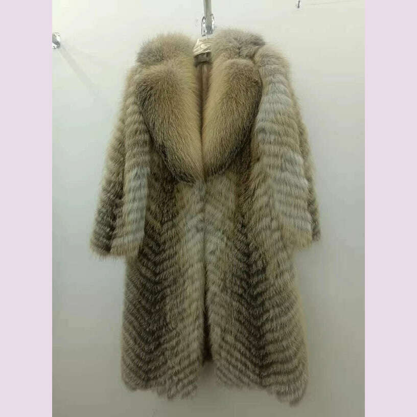 Furyoume Hot 2024 Women Winter Coat Real Fox Fur Coat X-long Luxury Clothes Natural Fluffy Fur Jacket Ladies Fashion Streetwear