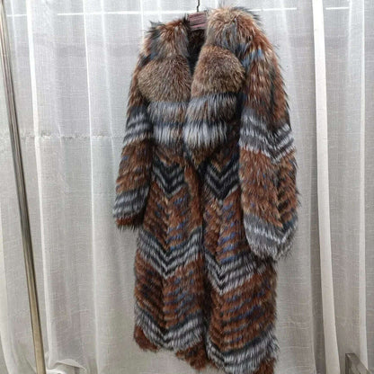 Furyoume Hot 2024 Women Winter Coat Real Fox Fur Coat X-long Luxury Clothes Natural Fluffy Fur Jacket Ladies Fashion Streetwear