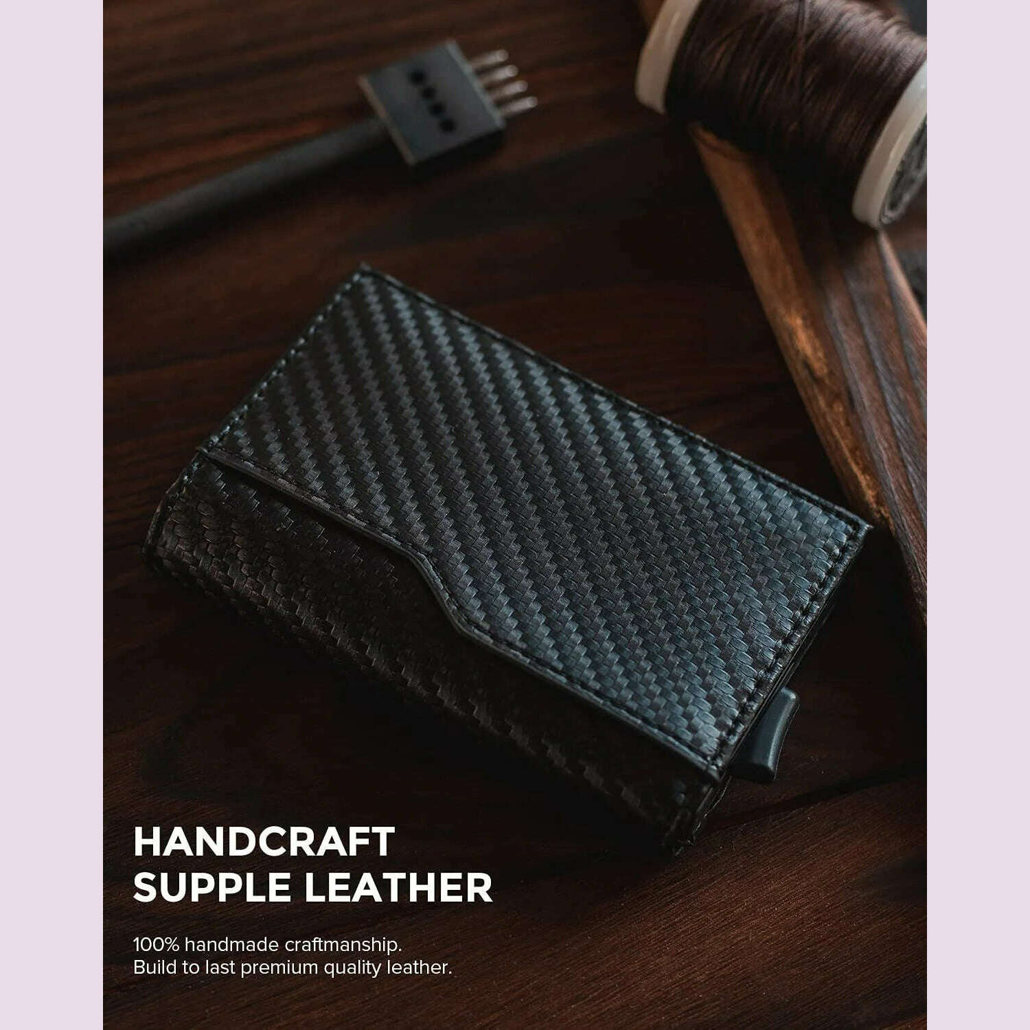 Gebwolf Credit Card Case with Double ID Window RFID Blocking Automatic Leather Pop Up Wallet Cardholder