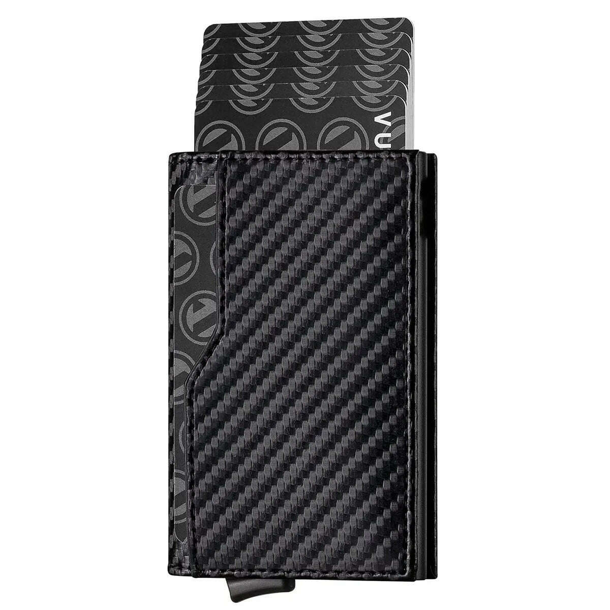 Gebwolf Credit Card Case with Double ID Window RFID Blocking Automatic Leather Pop Up Wallet Cardholder