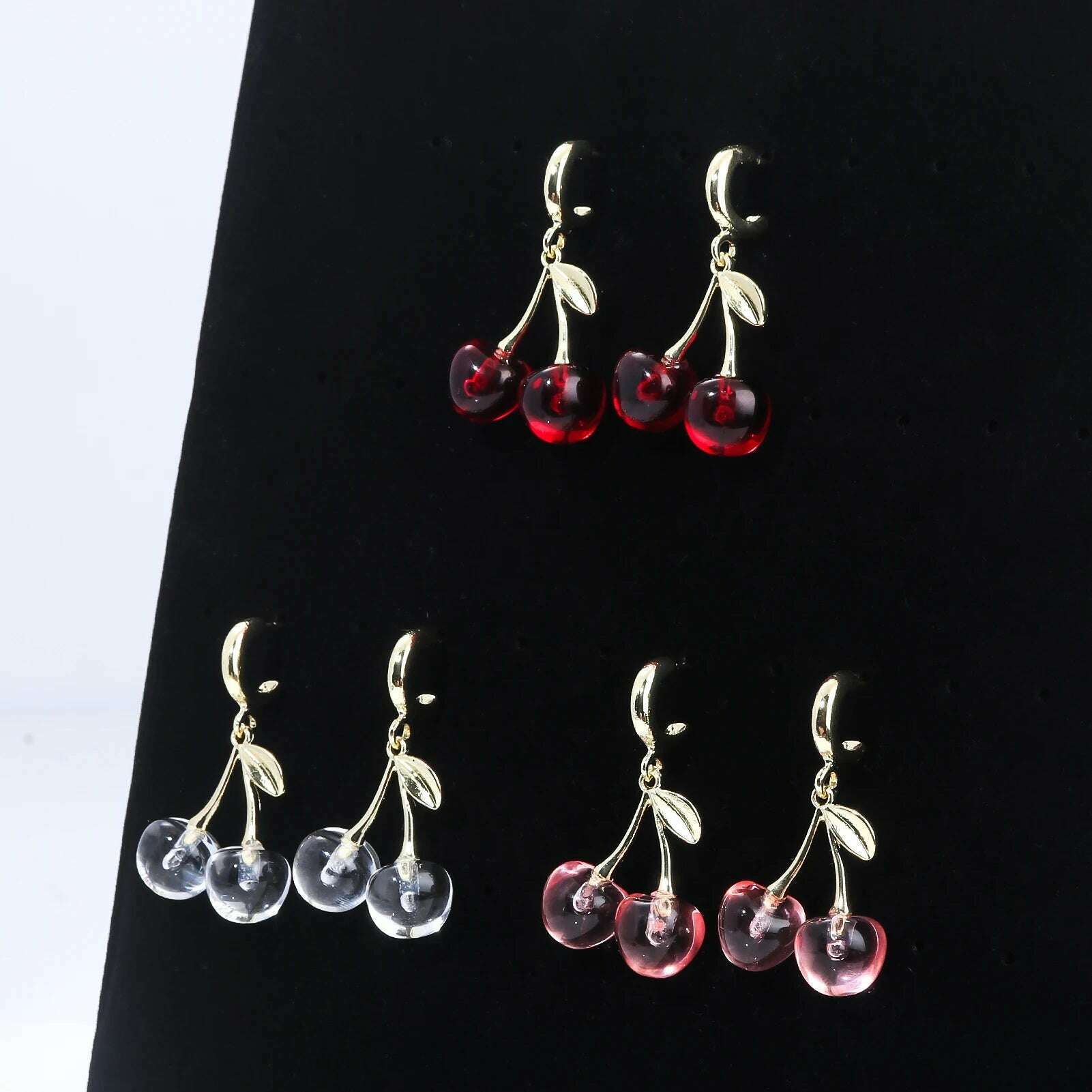 Girls Pink Red Cherries Cherry Earrings Fashion Creative Sweet Fruit Earrings for Women Men Summer Jewelry Accessorie Gifts