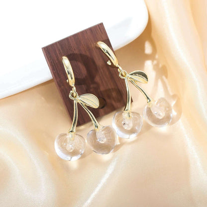 Girls Pink Red Cherries Cherry Earrings Fashion Creative Sweet Fruit Earrings for Women Men Summer Jewelry Accessorie Gifts