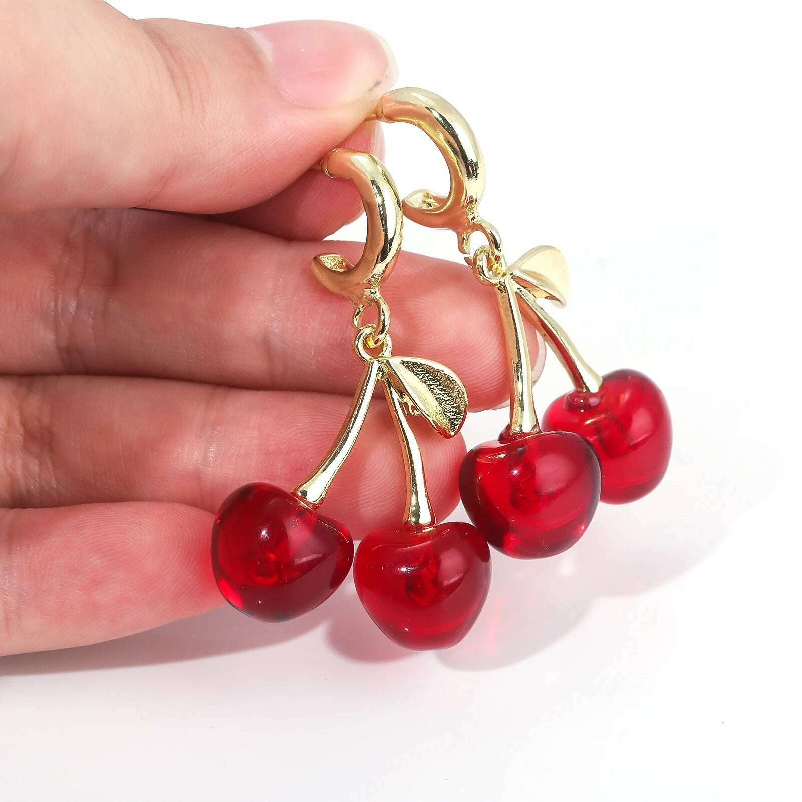 Girls Pink Red Cherries Cherry Earrings Fashion Creative Sweet Fruit Earrings for Women Men Summer Jewelry Accessorie Gifts