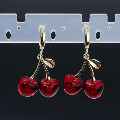 Girls Pink Red Cherries Cherry Earrings Fashion Creative Sweet Fruit Earrings for Women Men Summer Jewelry Accessorie Gifts