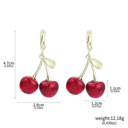 Girls Pink Red Cherries Cherry Earrings Fashion Creative Sweet Fruit Earrings for Women Men Summer Jewelry Accessorie Gifts