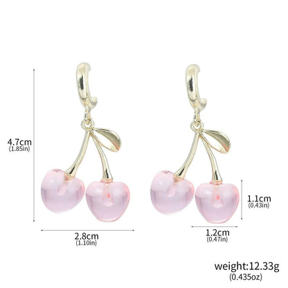 Girls Pink Red Cherries Cherry Earrings Fashion Creative Sweet Fruit Earrings for Women Men Summer Jewelry Accessorie Gifts