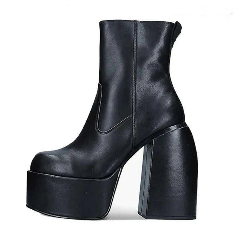 GOOHOJIO Spring Autumn New Thick Bottom Long Boots Women Vintage Classic Women Boots Fashionable Non-slip Chic Shoes for Ladies
