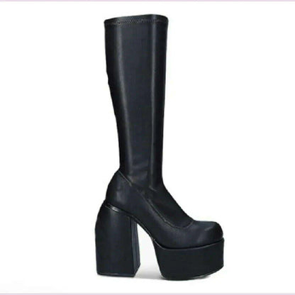GOOHOJIO Spring Autumn New Thick Bottom Long Boots Women Vintage Classic Women Boots Fashionable Non-slip Chic Shoes for Ladies