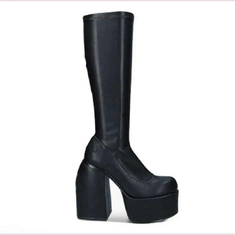 GOOHOJIO Spring Autumn New Thick Bottom Long Boots Women Vintage Classic Women Boots Fashionable Non-slip Chic Shoes for Ladies