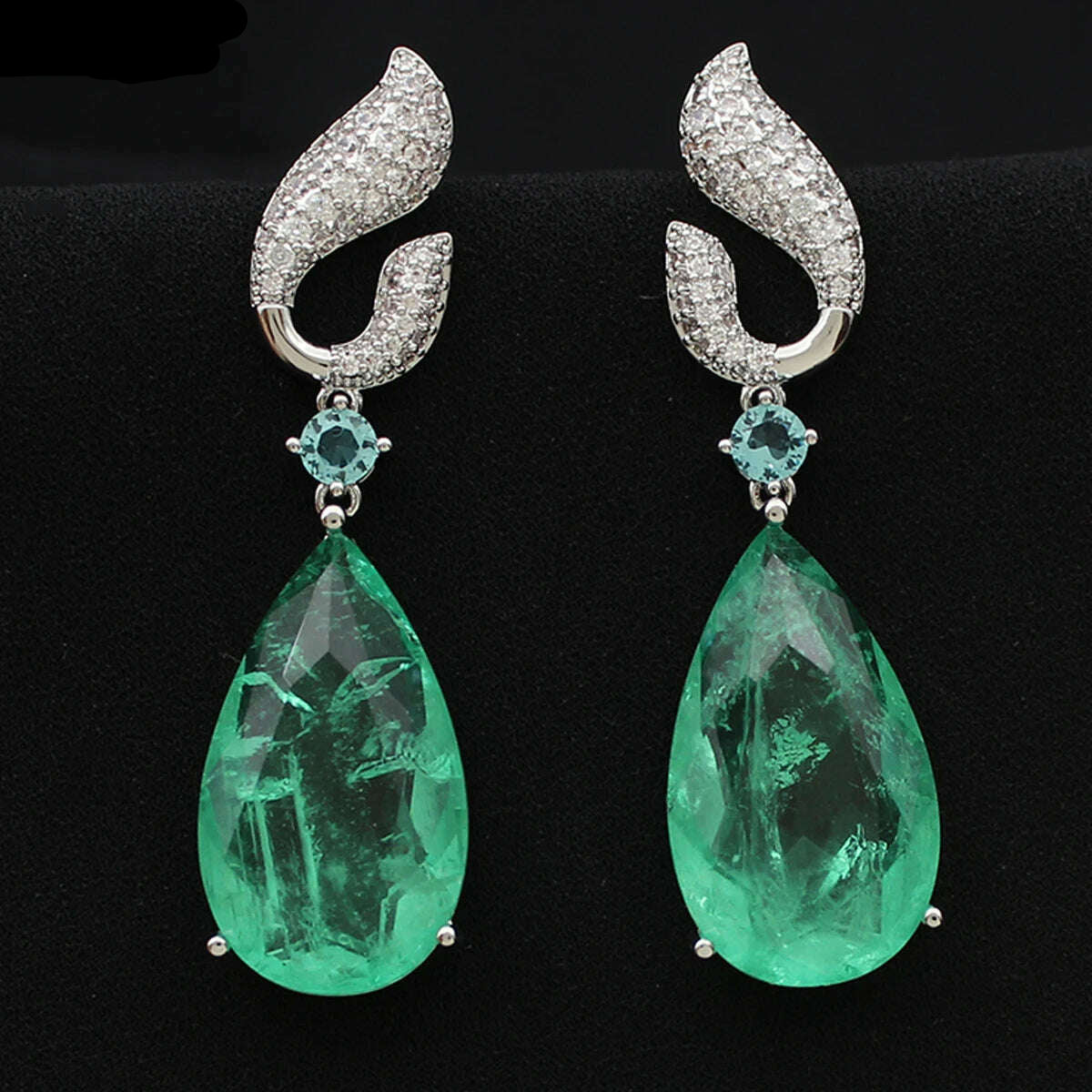 Green Fushia Purple Teardrop Dangle Earrings for Women Elegant Luxury Jewelry Evening Party Birthday Gift