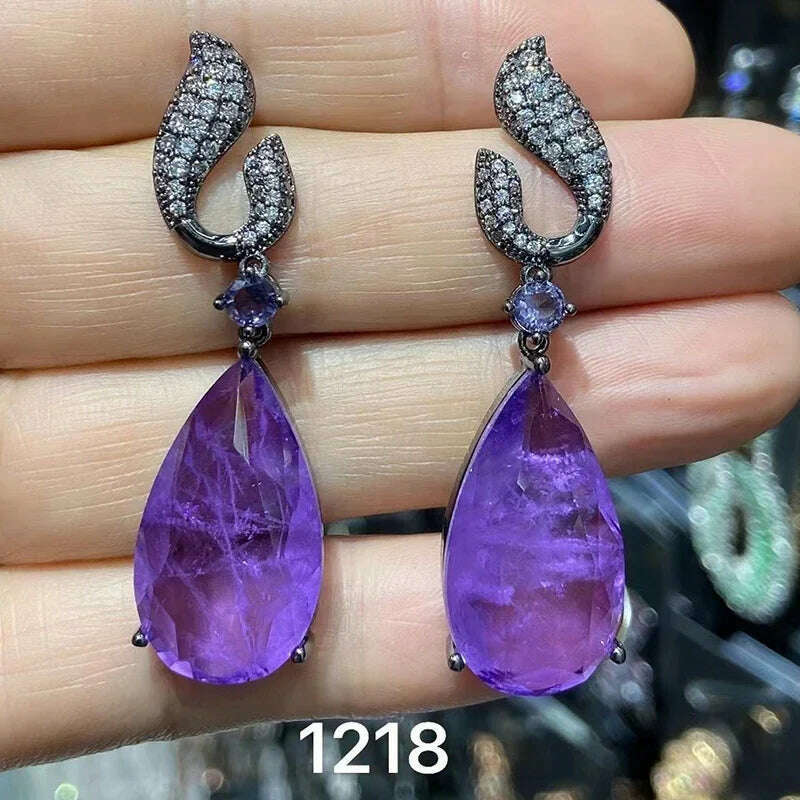 Green Fushia Purple Teardrop Dangle Earrings for Women Elegant Luxury Jewelry Evening Party Birthday Gift