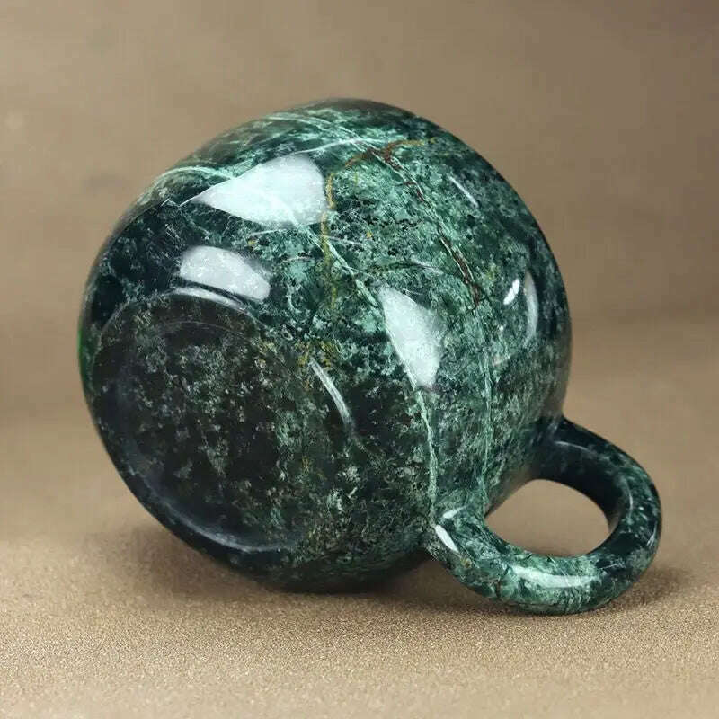 Green Jade Teacup Mug Chinese Medicine King Stone Health Jade Cup Natural Magnetic Stones Coffee Mugs Water Glass Gongfu Teaware