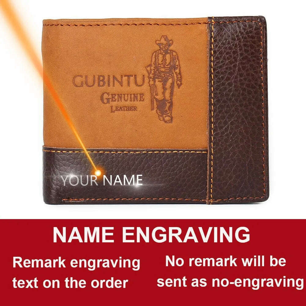 GUBINTU Genuine Leather Men Wallets Coin Pocket Zipper Real Men's Leather Wallet with Coin High Quality Male Purse Eagle cartera