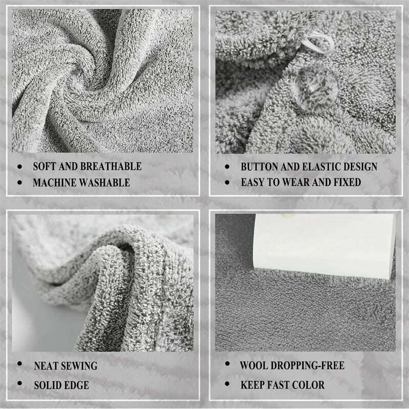 Hair Towels Bath Head Bamboo Charcoal Fiber Turban Wrap Quick Dry Anti-Frizz Hair Towels For Drying Hair Women Girls Bathroom