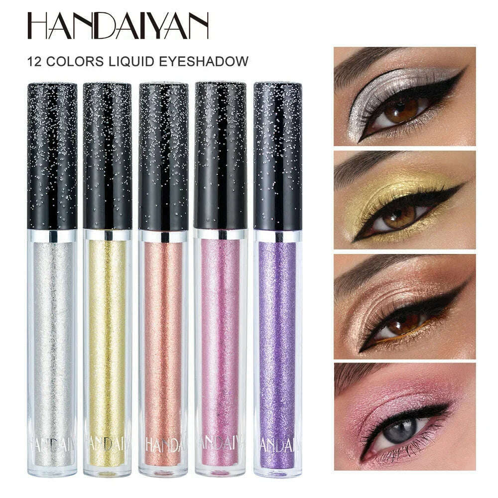 HANDAIYAN Liquid Eyeshadow Metallic Diamond Shiny Eye Liner Pen Giltter Eyeshadow Palette Lasting Shimmer Brighten Cosmetics