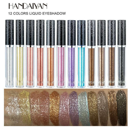 HANDAIYAN Liquid Eyeshadow Metallic Diamond Shiny Eye Liner Pen Giltter Eyeshadow Palette Lasting Shimmer Brighten Cosmetics