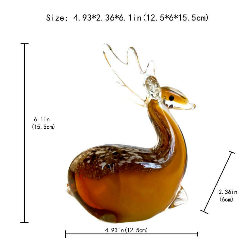 Handmade Crystal Sika Deer Figurines Hand Blown Glass Animal Craft Cute Pet Kids Gift Home Table Decor Christmas Ornament