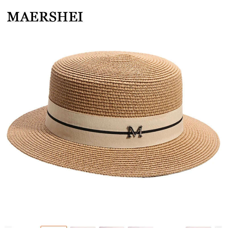 Hat For Women Panama Hat Summer Beach Hat Female Casual Lady Girls Flat Brim Straw Cap Girls Sun Hat Chapeu Feminino